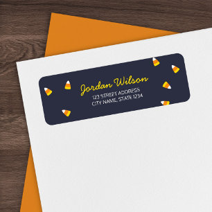Étiquette Cute Dark Blue Halloween Candy Corn Adresse