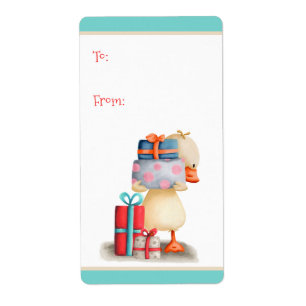 Étiquette Cute Duck Présente À Partir De Noël