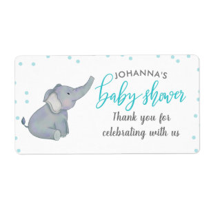 Étiquette Cute Elephant bleu Confetti Baby shower Merci