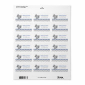 Étiquette Cute Elephant Chevron Navy Blue (Feuille entière)