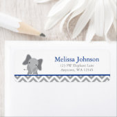 Étiquette Cute Elephant Chevron Navy Blue (En situation)