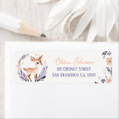 Étiquette Cute Fawn Boho Floral Design - Adresse de retour (En situation)