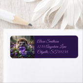Étiquette Cute February Hedgehog with Amethyst Heart (En situation)