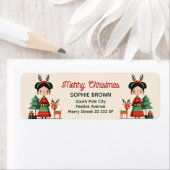 Étiquette Cute Frida Kahlo Joyeux Noël Adresse de retour (En situation)