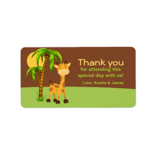 Étiquette Cute Giraffe Thank you Label