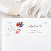 Étiquette Cute Girl Balloons Adresse de retour (En situation)