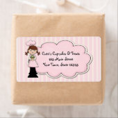 Étiquette Cute Girl Chef, Cupcake, Rose (En situation)