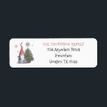Étiquette Cute Gnome Arbre de Noël Nom de retour Adresse<br><div class="desc">Cute Gnome Christmas Tree Return Name Adresse. Personnalisez facilement la typographie à vos propres détails.</div>
