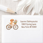 Étiquette Cute Goldendoodle Chien Vélo Fleurs de printemps (En situation)