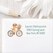 Étiquette Cute Goldendoodle Chien Vélo Fleurs de printemps (En situation)