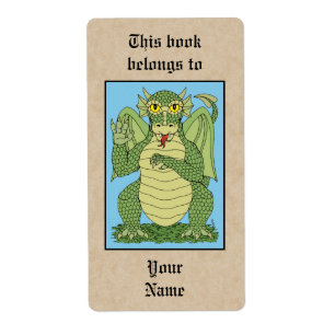 Étiquette Cute Green Dragon Plaque