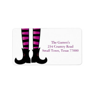 Étiquette Cute Halloween Witch Shoks Adresse personnalisée
