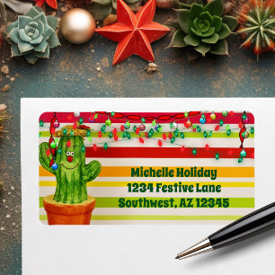 Étiquette Cute Holiday Cactus Southwestern Christmas Address