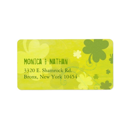 Étiquette Cute Irish Shamrocks Green Wedding Address (Devant)