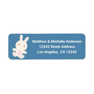 Étiquette Cute Kawaii Cartoon Bunny Blue Adresse de retour