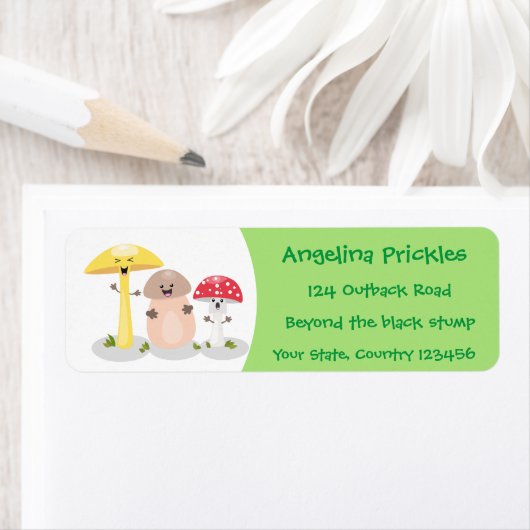 Étiquette Cute kawaii champignon champignon toadstool (En situation)