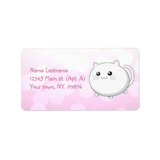 Étiquette Cute kawaii chaton blanc