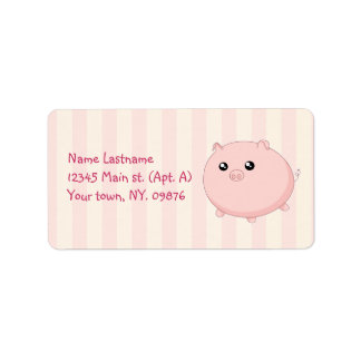 Étiquette Cute Kawaii chubby porc rose