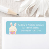 Étiquette Cute Kawaii Lapin de Pâques & Fleurs Adresse de re (En situation)