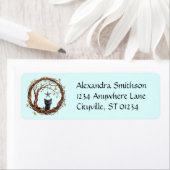 Étiquette Cute Kitten noir regarder une étoile (En situation)