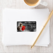 Étiquette Cute kitten rouge giftbox adresse personnalisée fe (En situation)