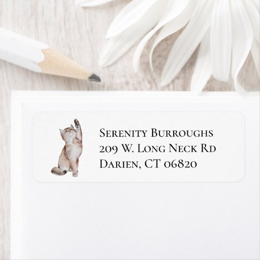 Étiquette Cute Kitty Kitten Aquarelle Chat (En situation)
