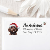 Étiquette Cute Labradoodle with Santa Hat (En situation)