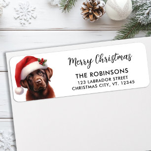 Étiquette Cute Labrador Christmas Père Noël Chien Retour Adr