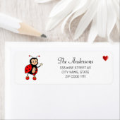 Étiquette Cute Ladybug et coeur sur Blanc (En situation)