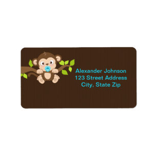 Étiquette Cute Little Monkey Boy Address Labels