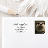 Étiquette Cute Little Otter Faune Animale Nature (En situation)