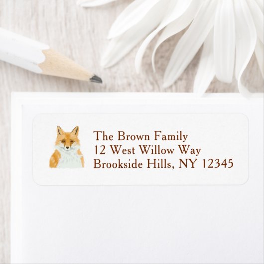 Étiquette Cute Little Red Fox - custom return address label. (En situation)