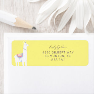 Étiquette Cute Llama baby shower jaune genre neutre brun