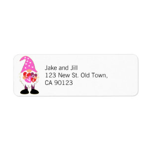 Étiquette Cute LOVE Pink Heart Valentine Gnome