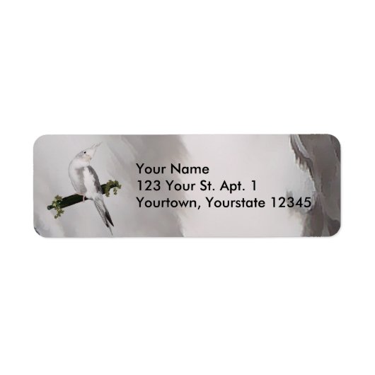 Étiquette Cute Lutino Cockatiel Bird Ivy Perch Animal (Devant)