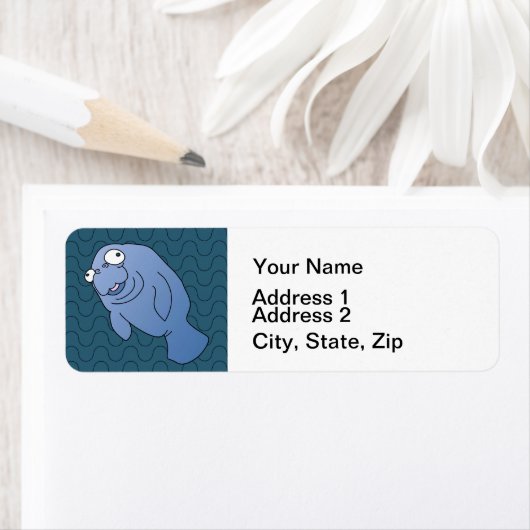 Étiquette Cute Manatee Hugger Cartographier animal (En situation)