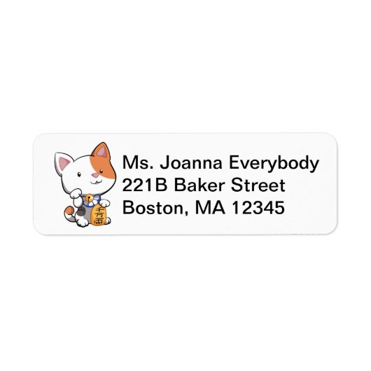 Étiquette Cute Maneki Neko (Chat Lucky Beckoning) (Devant)