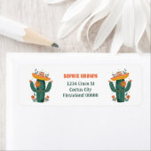 Étiquette Cute Mexican Cactus with Flowers Adresse de retour (En situation)