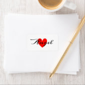 Étiquette Cute Minimal Modern White Red Heart Ajouter Votre (En situation)