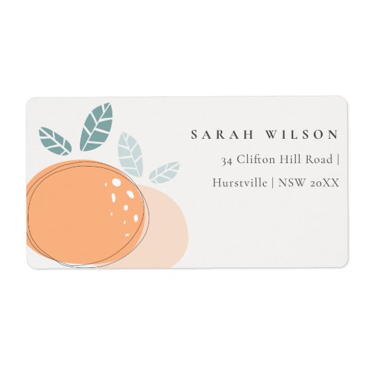 Étiquette Cute Moderne Abstrait Orange Fruity Bold Adresse (Devant)