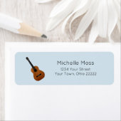 Étiquette Cute Musicale Acoustique Guitare Bleu (En situation)