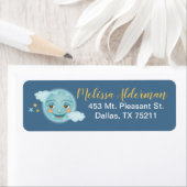 Étiquette Cute Navy Blue Moon Adresse de retour (En situation)