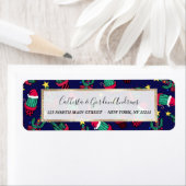 Étiquette Cute Navy Decorated Cactus Tree Christmas Lights (En situation)