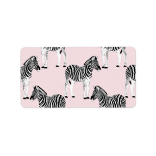 Étiquette Cute Noir Blanc Zèbre Animal Rose Design