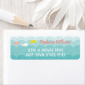 Étiquette Cute Ocean Hearts Poisson Baby shower Whimsical (En situation)