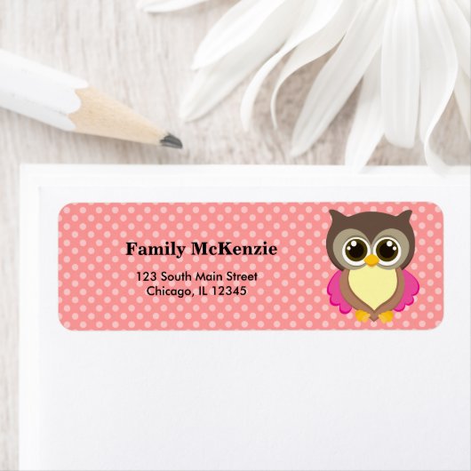 Étiquette Cute Owl (En situation)