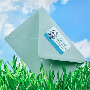 Étiquette Cute Panda et Blue Boba Bubble Tea