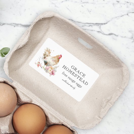 Étiquette Cute Pastel Picken Farm Oeuf Carton