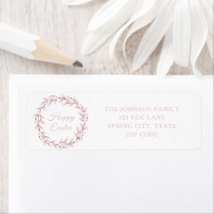 Étiquette Cute Pastel Pink Adresse de retour de Pâques