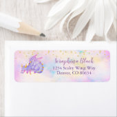 Étiquette Cute Pastel Purple Dragon Adresse de retour (En situation)